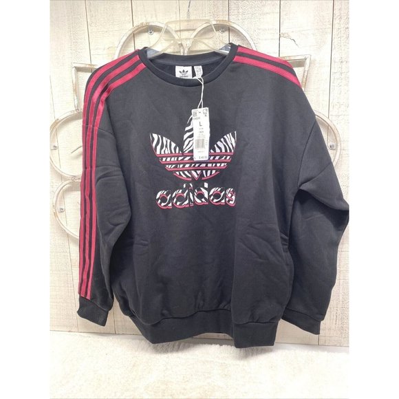 adidas Other - Adidas Girls Crewneck Sweatshirt Sz L Black, Pink, White New w/Tags GN2239